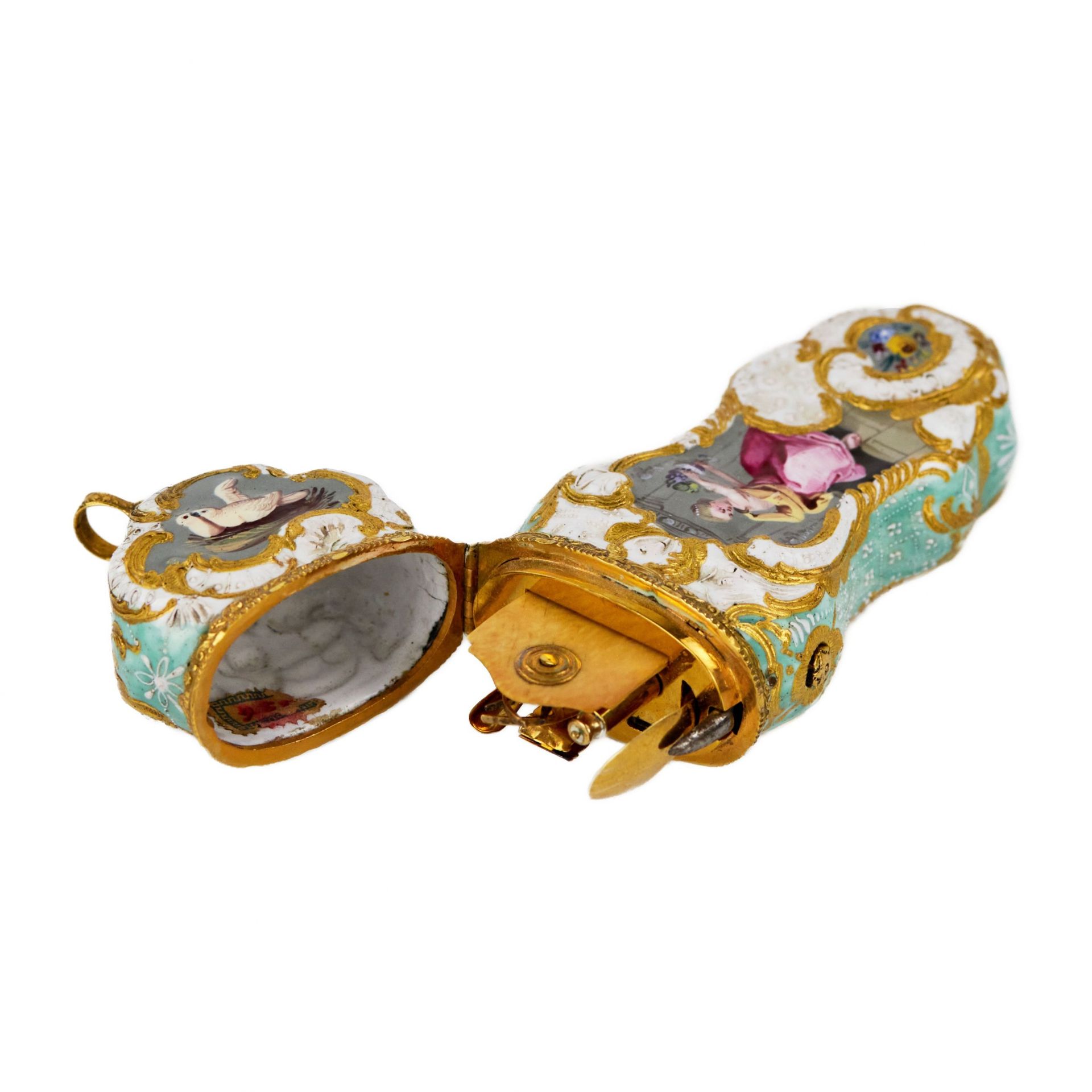 English painted porcelain necessaire with gold. 18 century. - Bild 9 aus 10