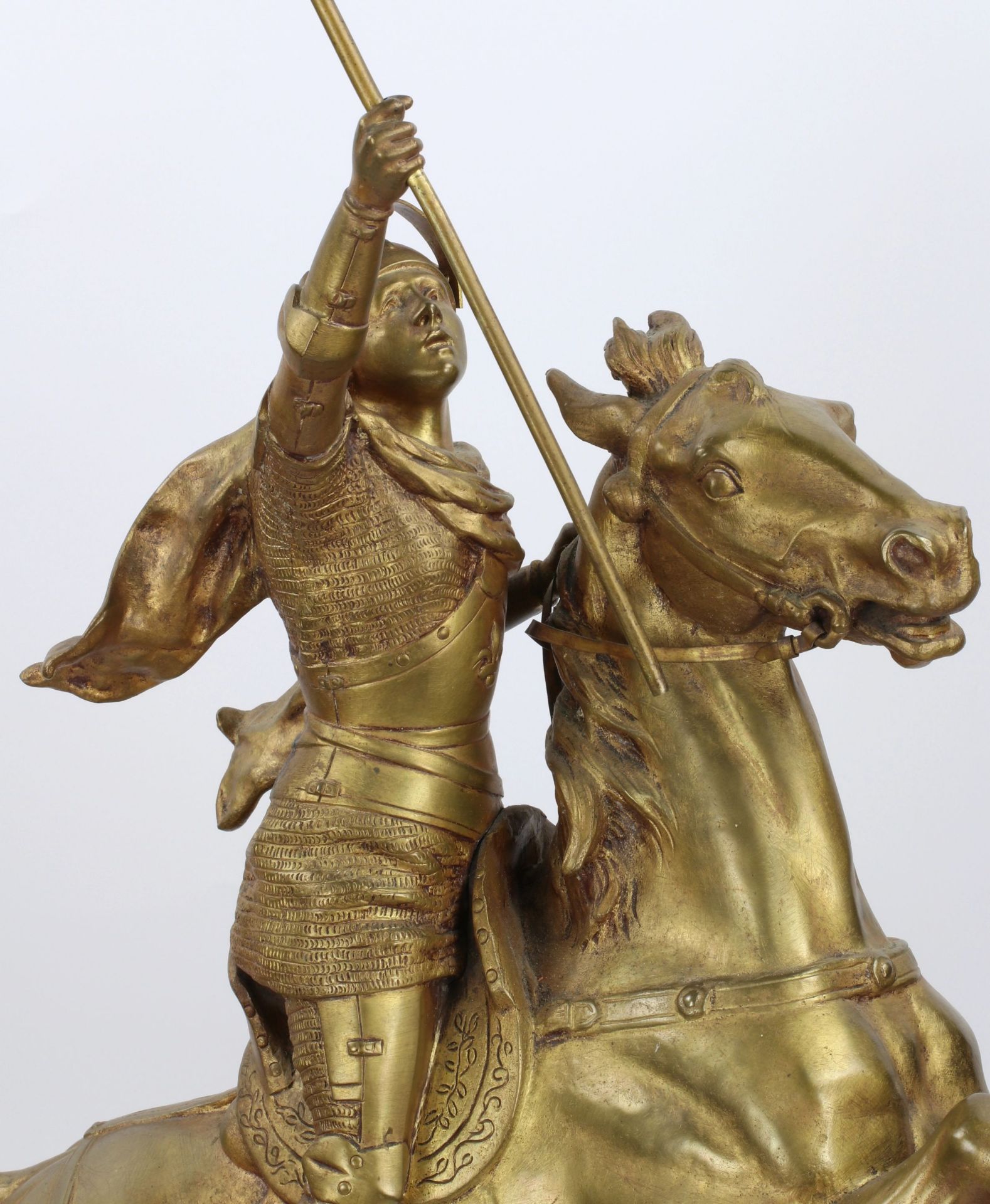 Heroic bronze of an equestrian knight. - Image 6 of 10