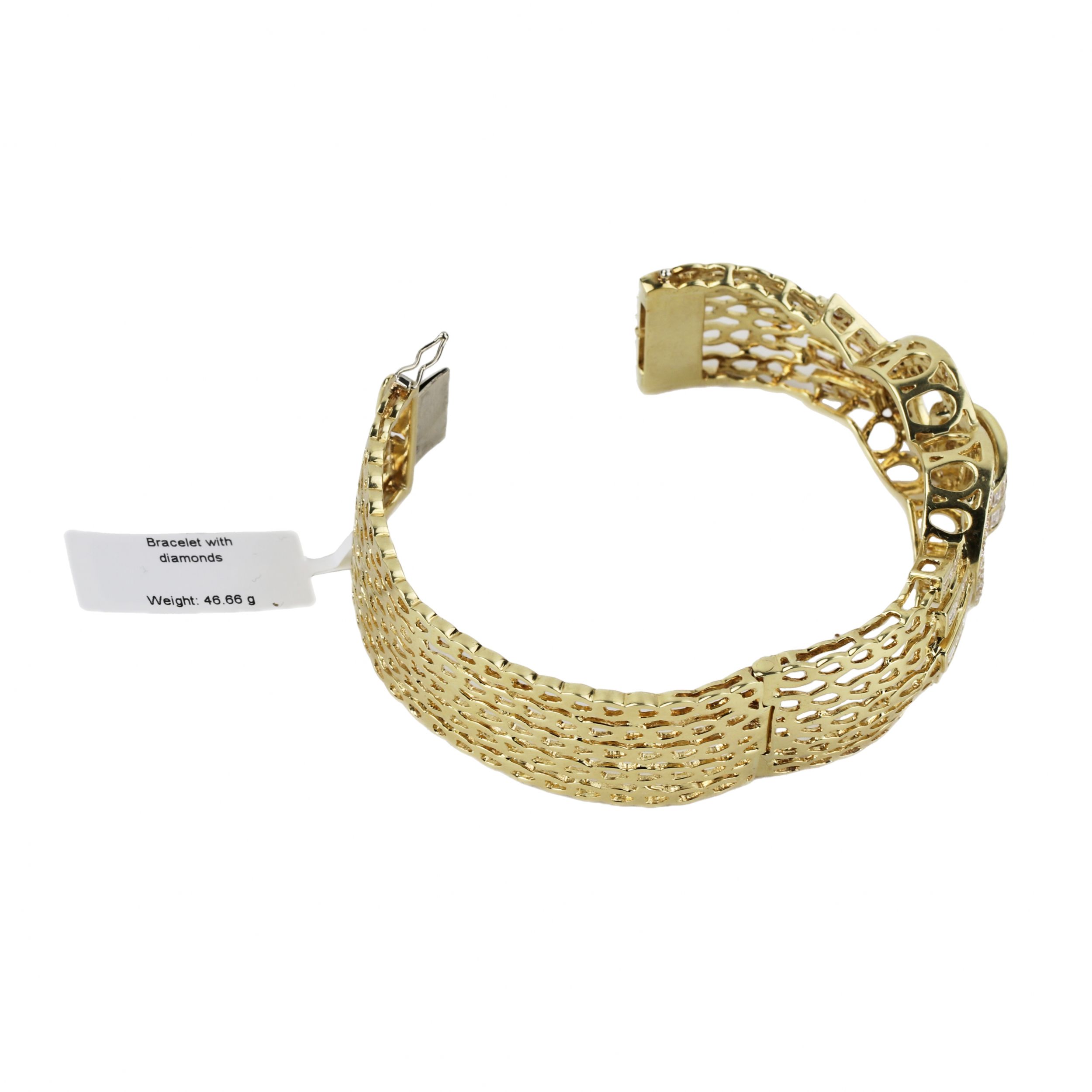 Gold bracelet with diamonds in the form of a belt. - Image 5 of 7