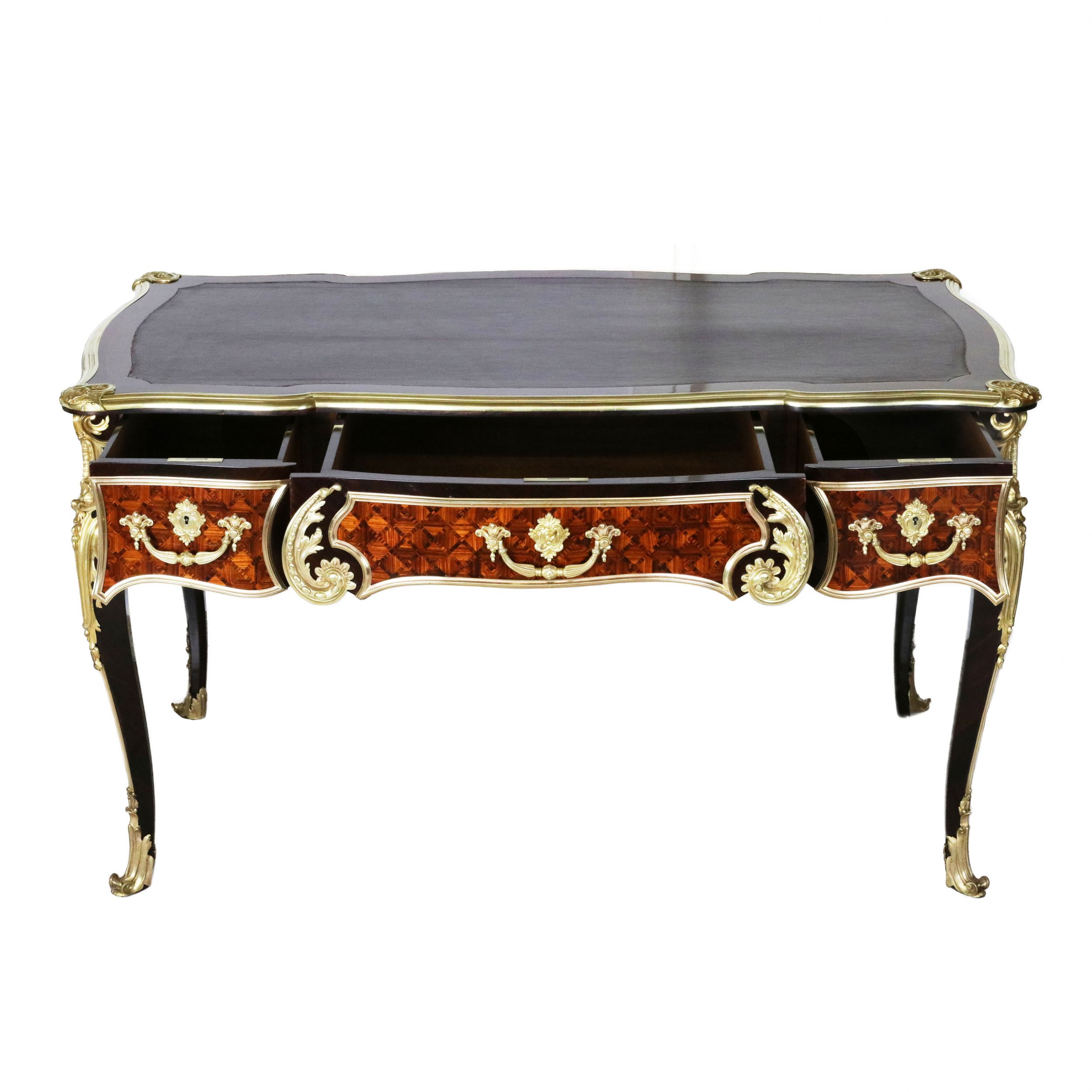 Magnificent writing desk in wood and gilded bronze, Louis XV style. - Image 3 of 8