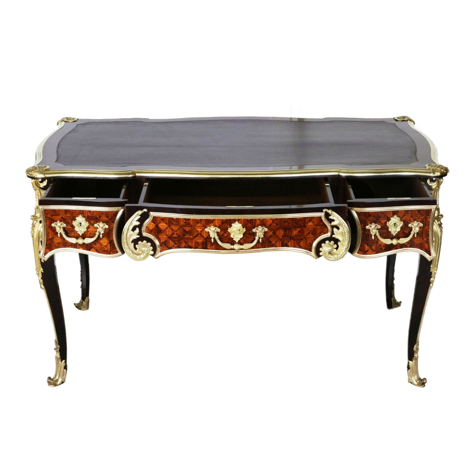 Magnificent writing desk in wood and gilded bronze, Louis XV style. - Bild 3 aus 8