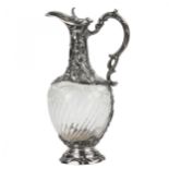 Crystal wine jug in silver, Louis XV style. France. 19th century.