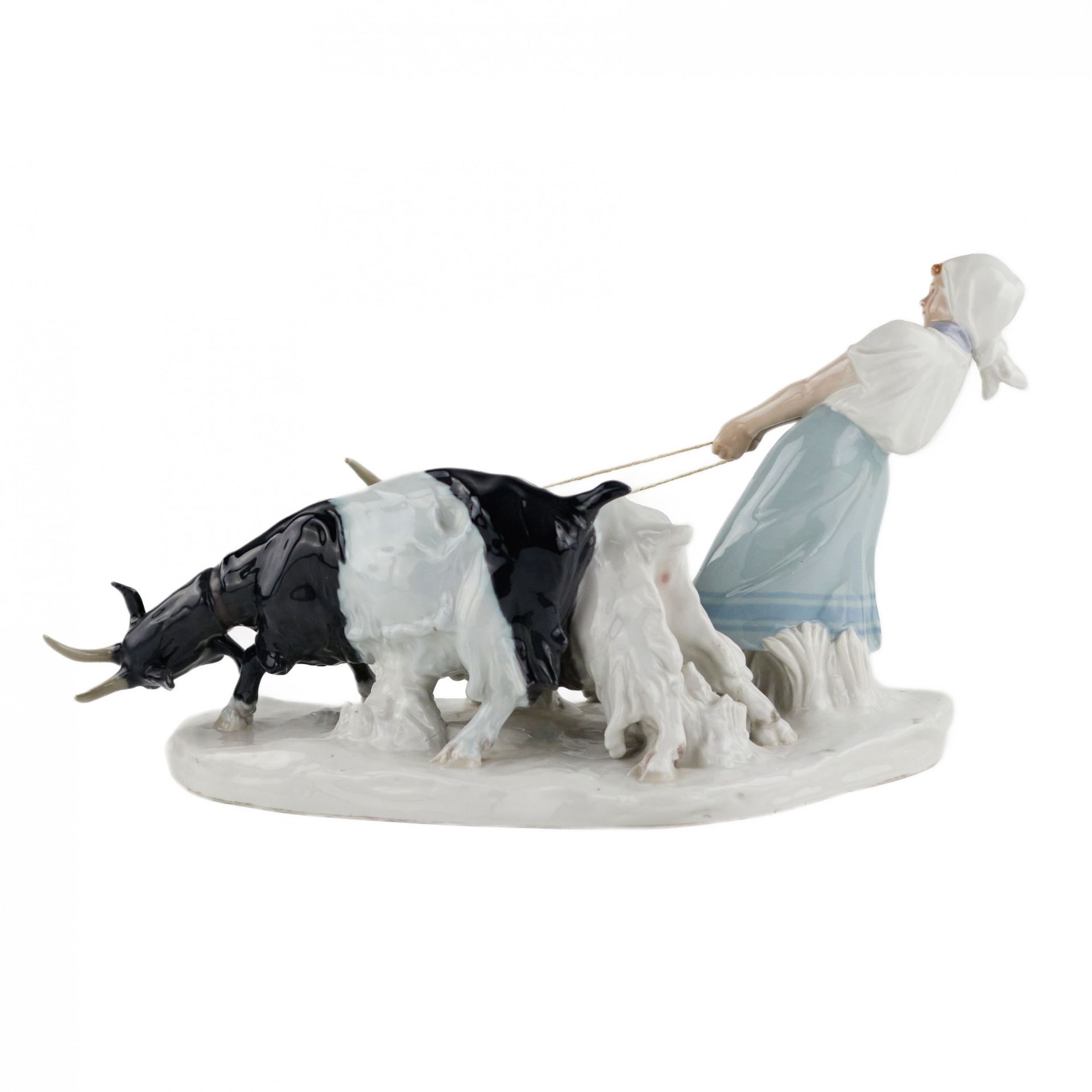 Porcelain composition Shepherdess with goats. Pilz, Otto. Meissen. 1850-1924. - Image 3 of 7