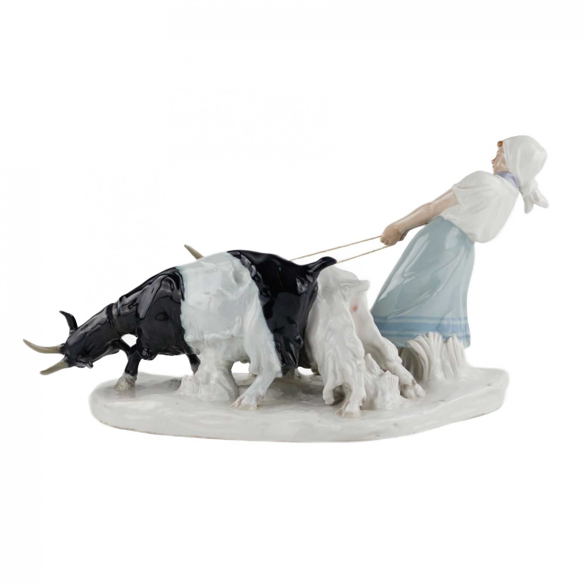 Porcelain composition Shepherdess with goats. Pilz, Otto. Meissen. 1850-1924. - Bild 3 aus 7