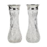 Pair of crystal vases with silver trim. Russia. Riga. 1908 -1920.