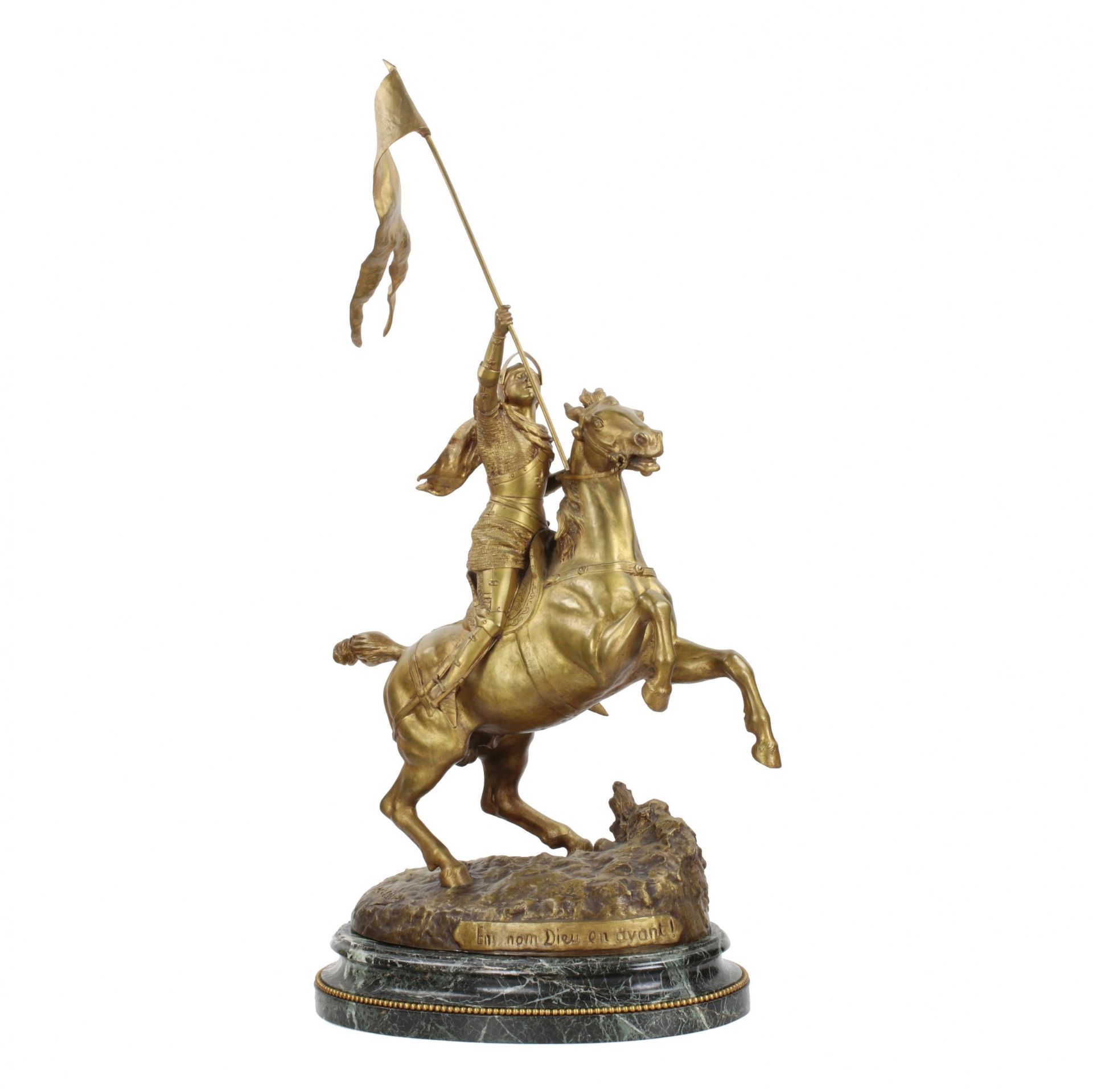 Heroic bronze of an equestrian knight.