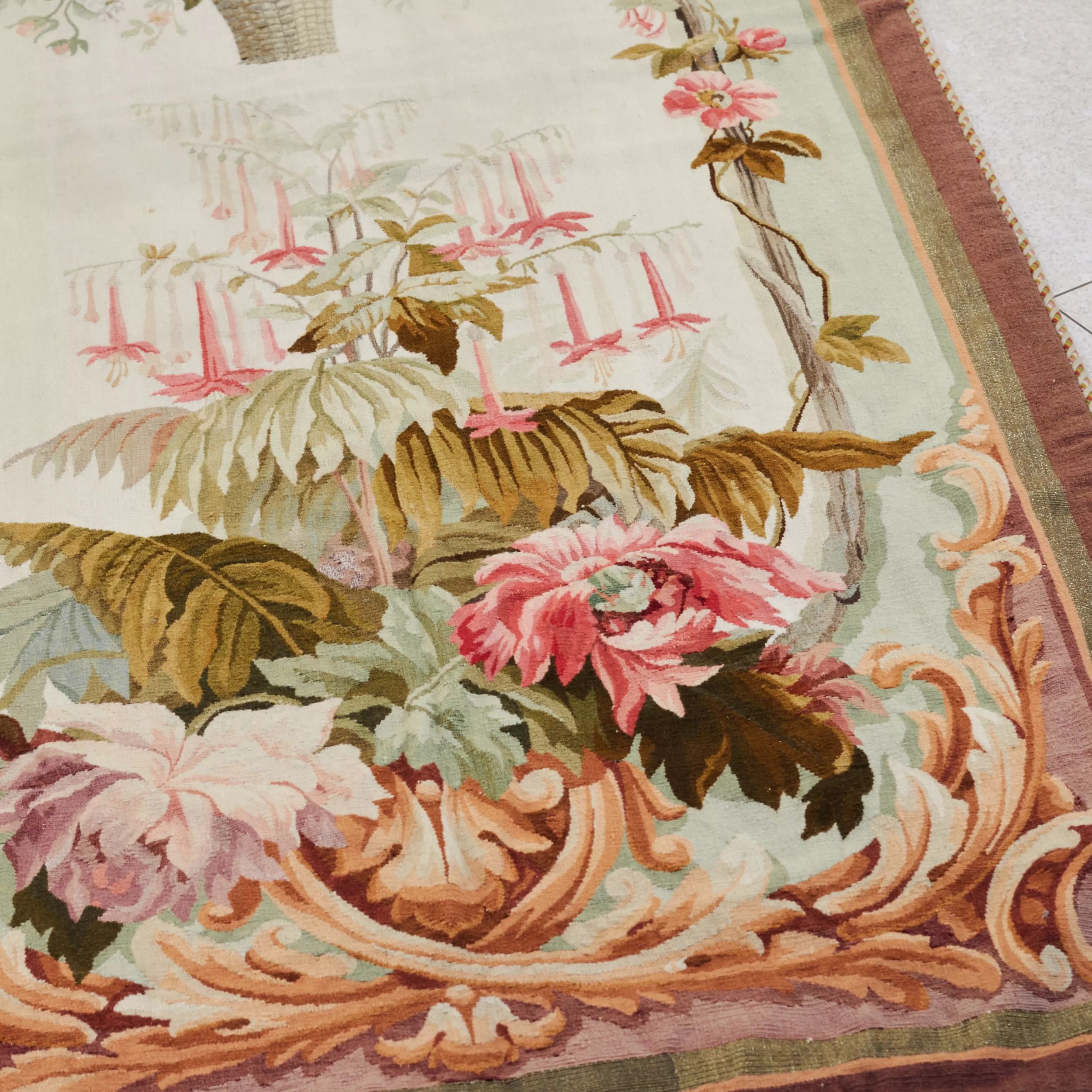 Pair of 19th century Aubusson style tapestries - Image 6 of 9