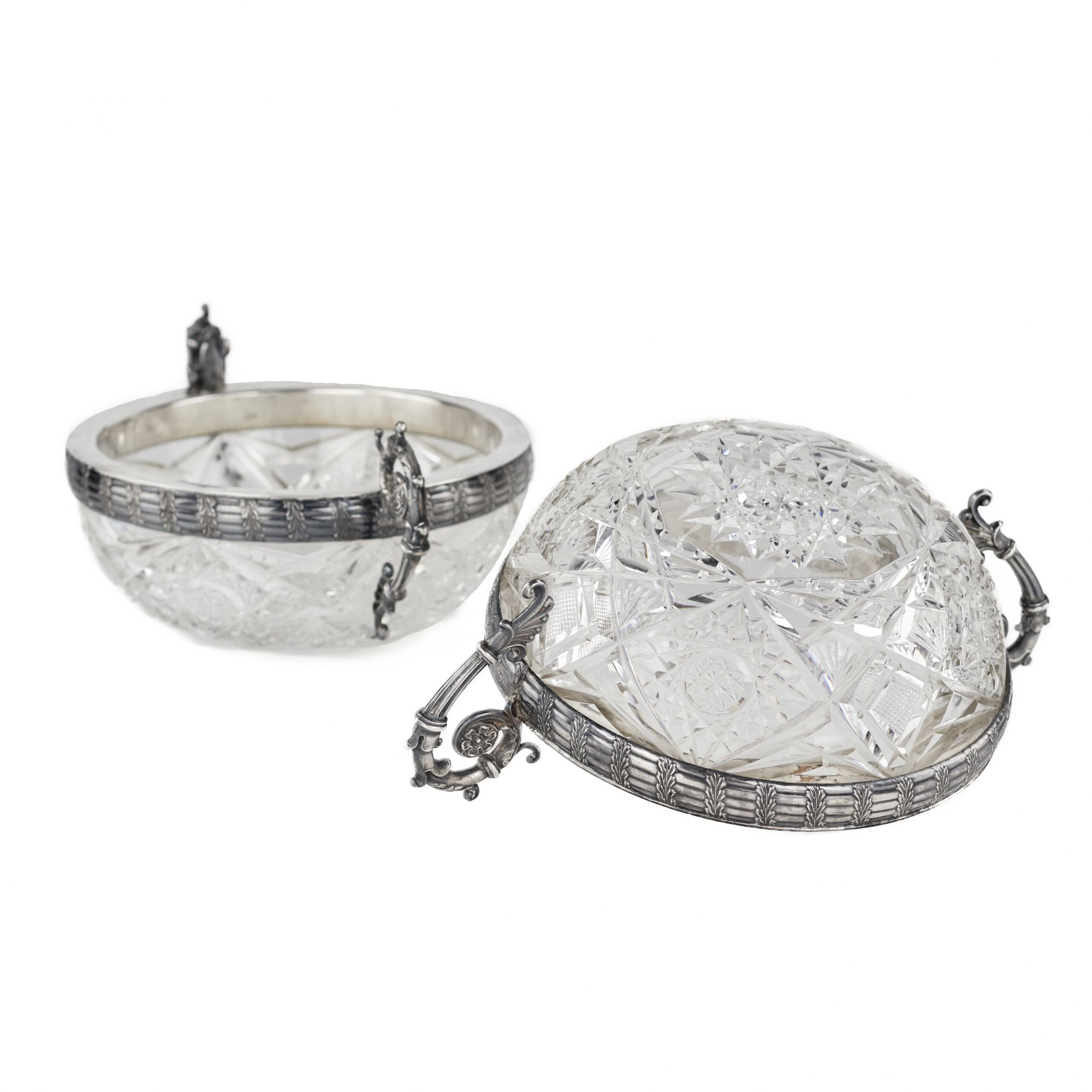 Pair of crystal candy bowls with silver. 15 Artel. Russia. 1908-1917 - Image 5 of 6