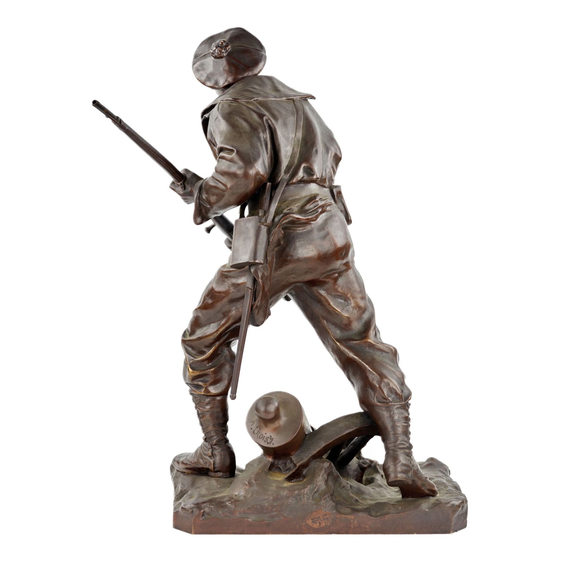 Onisme Aristide Croisy. Bronze figure of a brave, military sailor. - Bild 4 aus 8