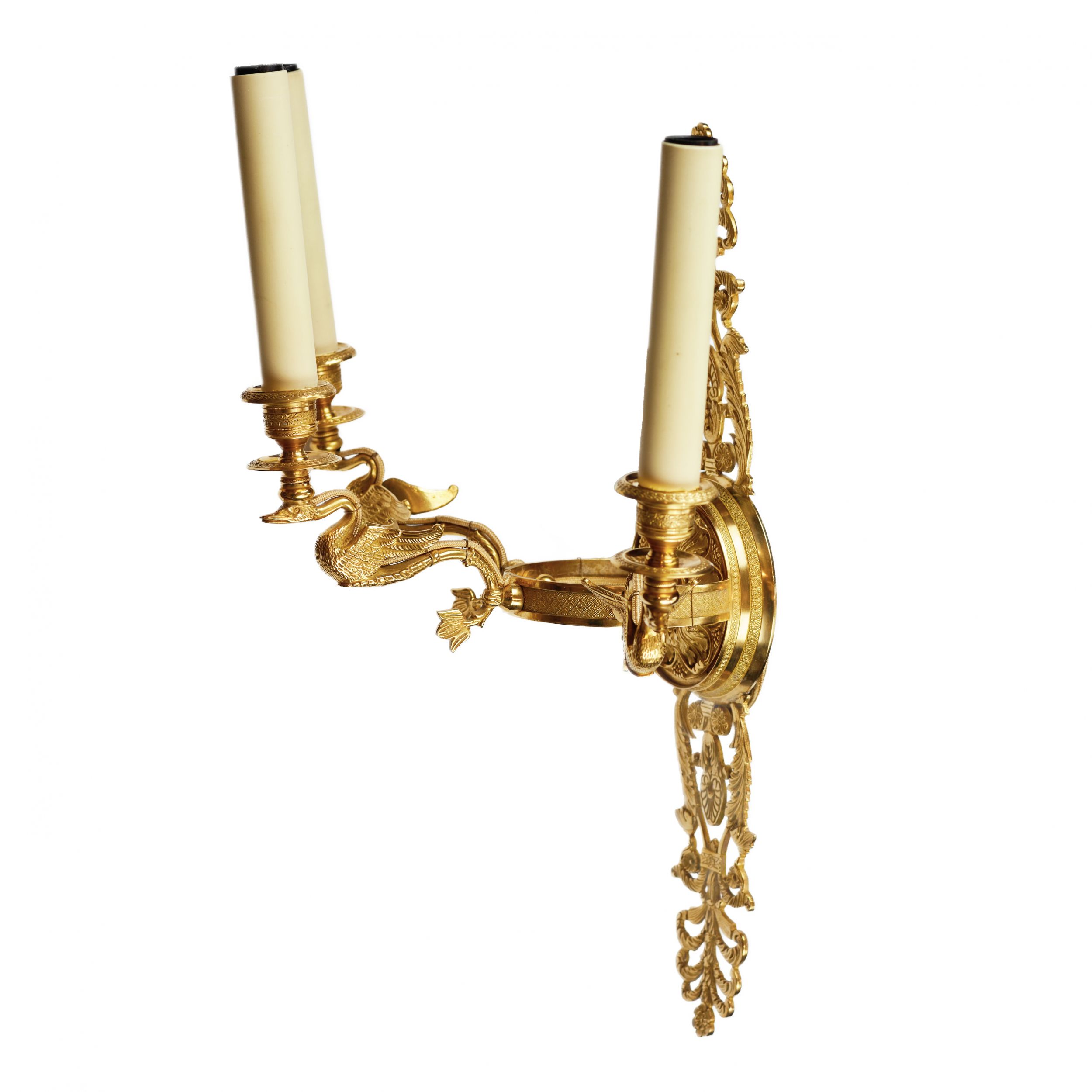 Six gilded bronze wall sconces with a Swan motif. France 20th century - Image 6 of 6