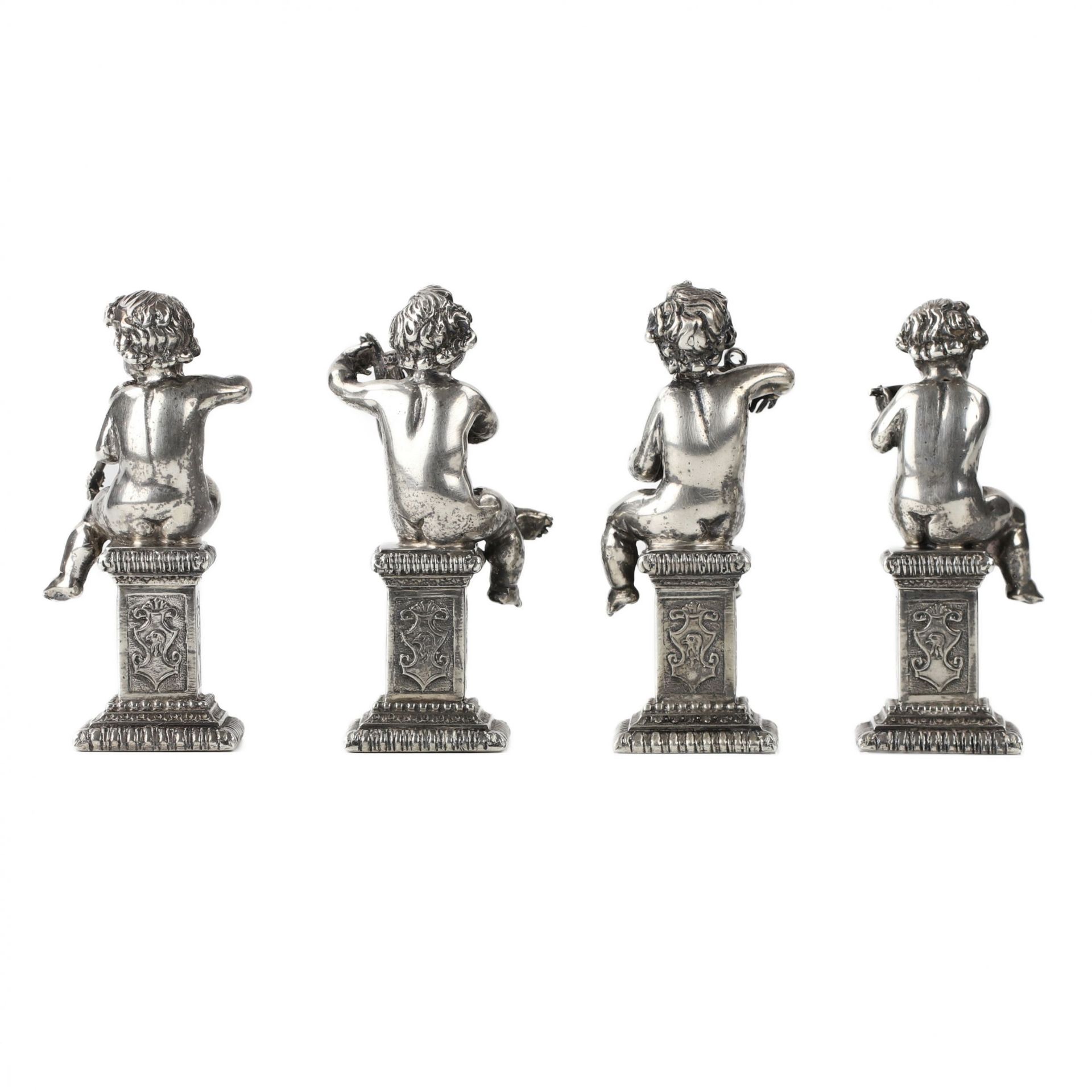 Four funny figures of putti musicians in silver. - Image 6 of 6