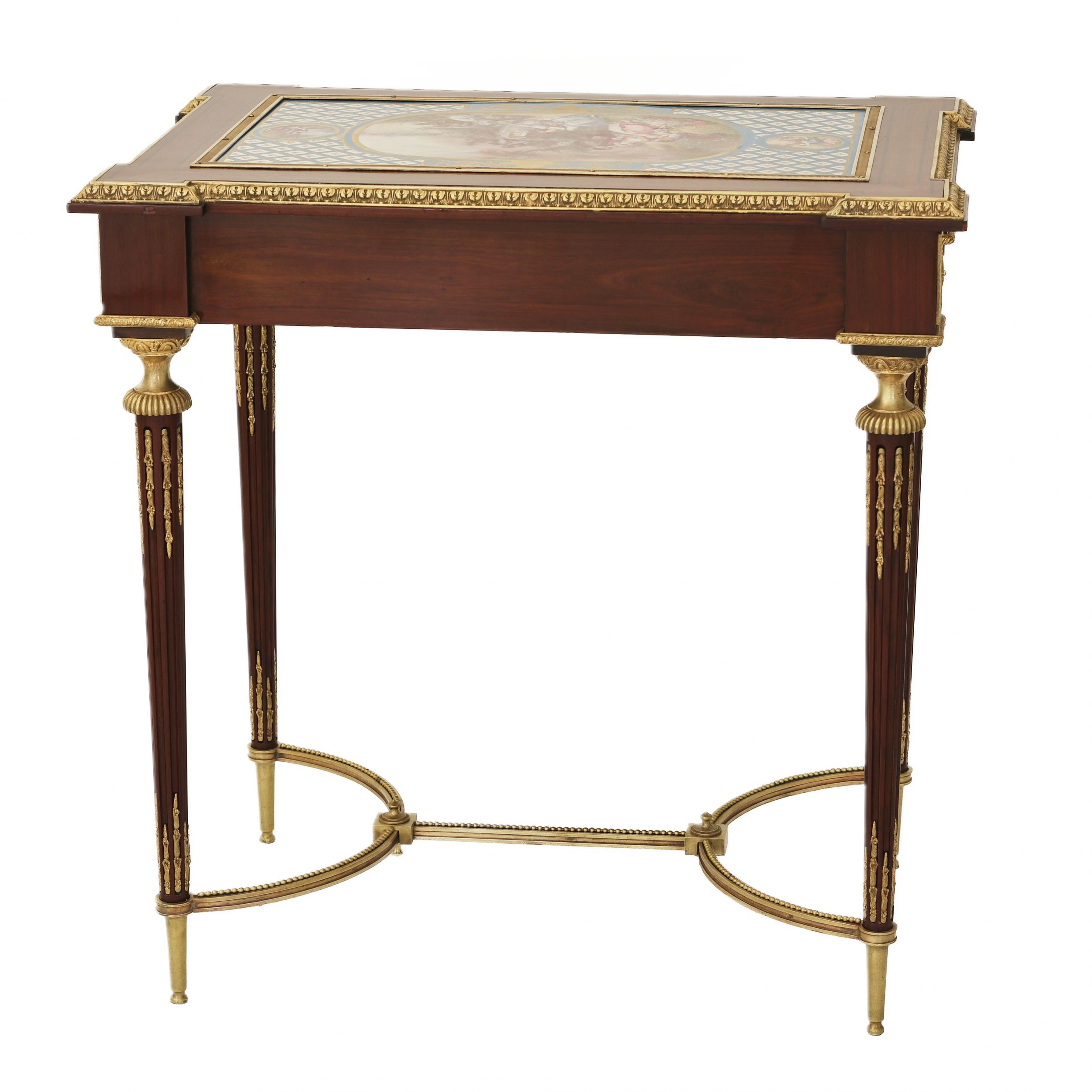 A magnificent ladies table with gilded bronze decor and porcelain panels in the style of Adam Weiswe - Image 6 of 12