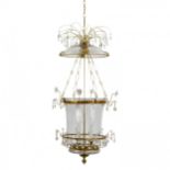 Russian Crystal & Ormolu Mounted Two-Light Lantern Chandelier.Russia, early 19th century.