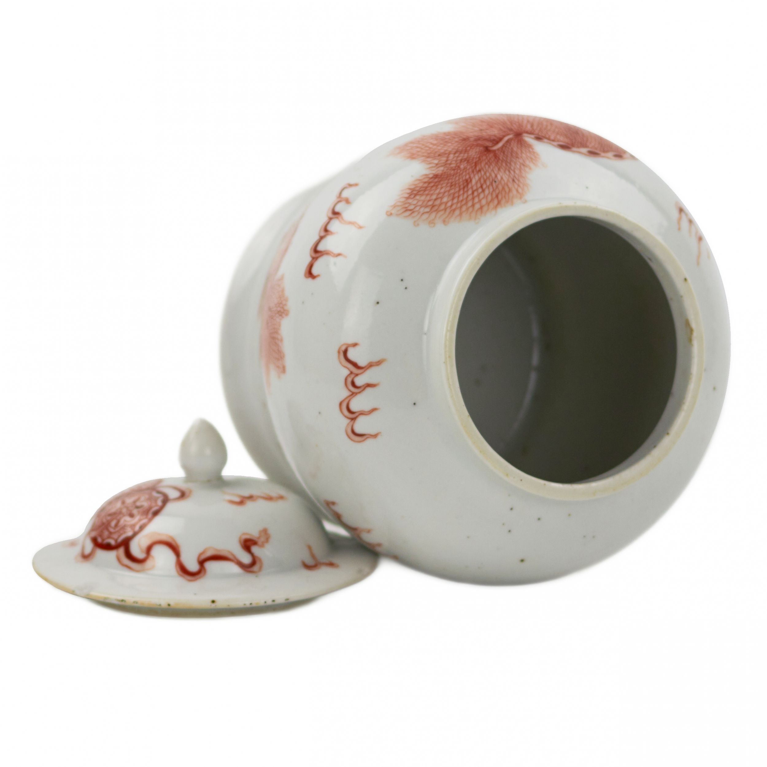 Chinese Porcelain Vase, painted ''iron red'' overglaze dog Fo. Possibly Kangxi period. - Image 5 of 6