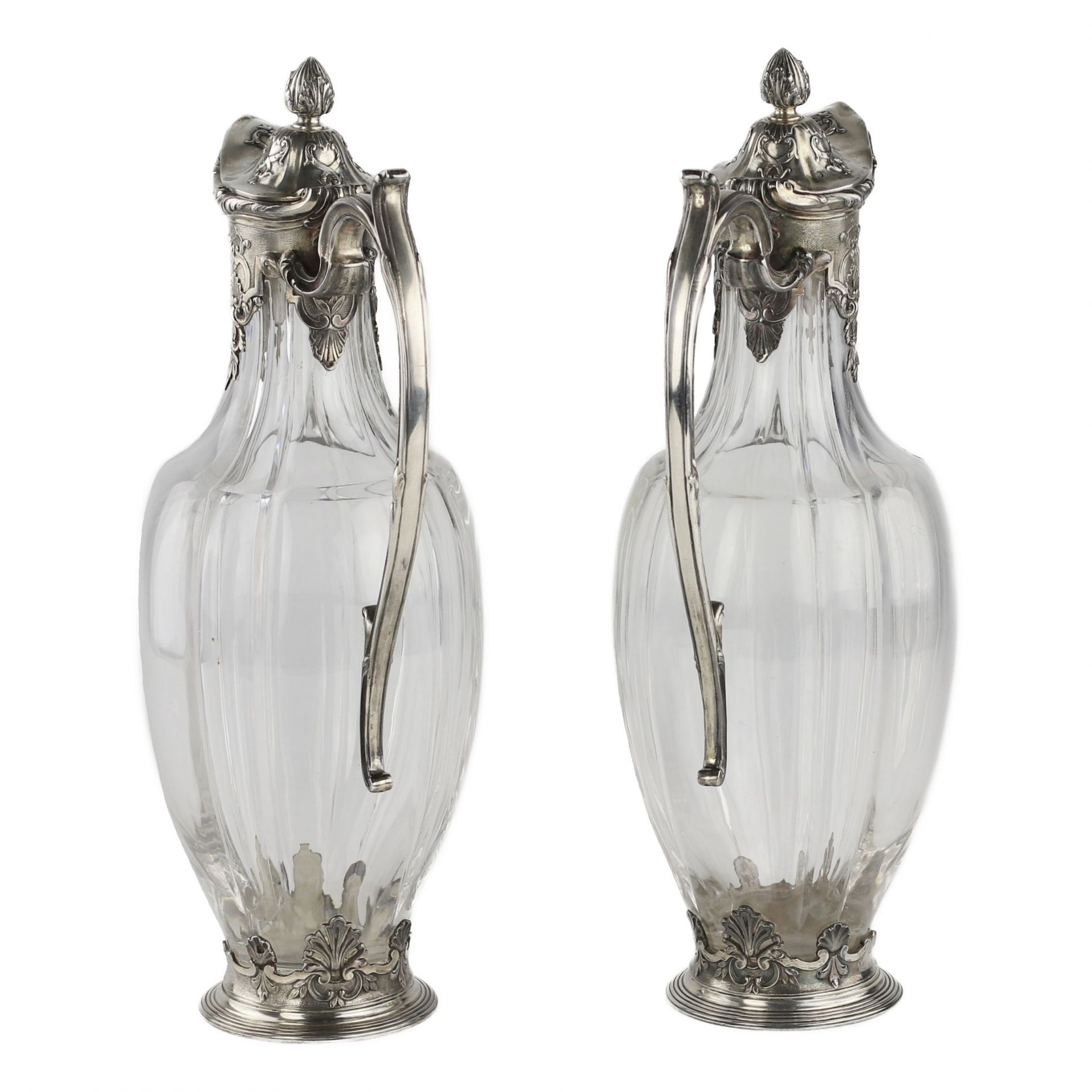 A pair of glass Regency style jugs in silver from CHRISTOFLE. - Bild 4 aus 9