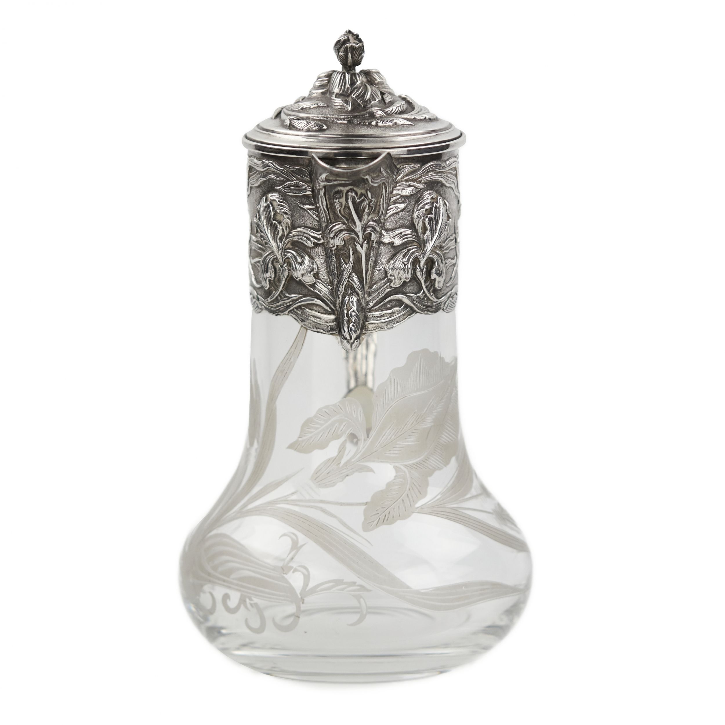 Crystal jug in silver from the Art Nouveau era. - Image 3 of 8