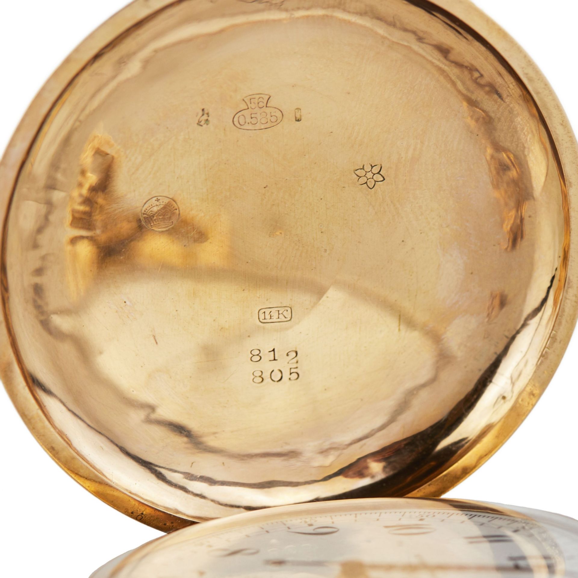 Heures Repetition Quarts Taschenuhr Chronographe 14k Gold Pocket Watch - Bild 10 aus 11
