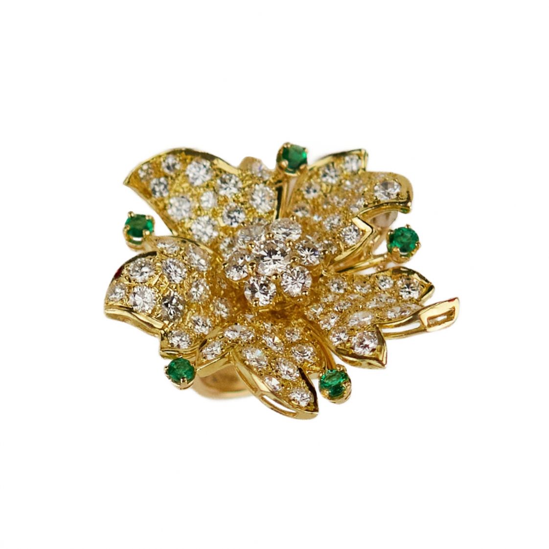 Gold 18K ring with seventy-seven diamonds and five emeralds. - Image 3 of 8