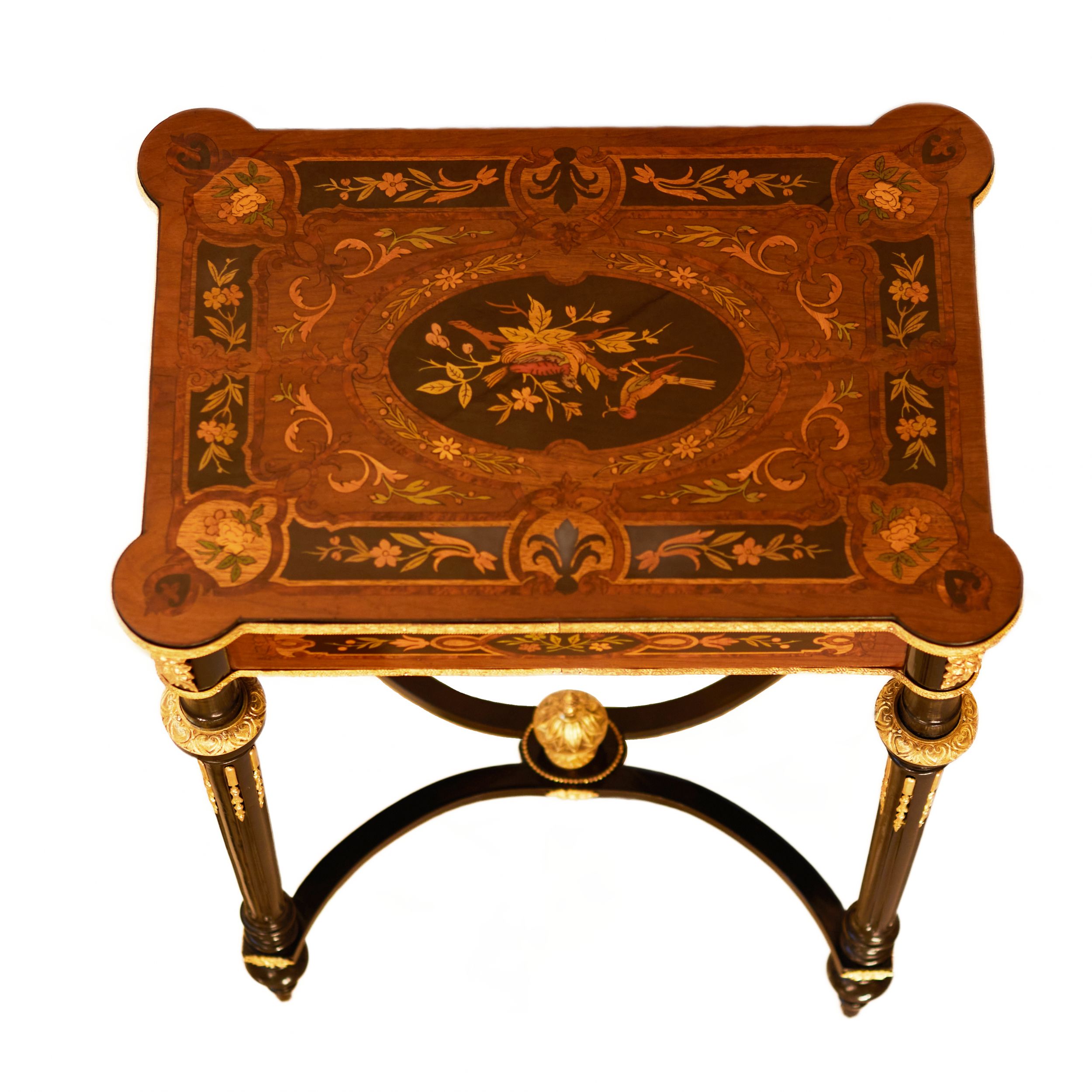 A lovely inlaid wood dressing table with gilded bronze. France late 19th century. - Bild 7 aus 9