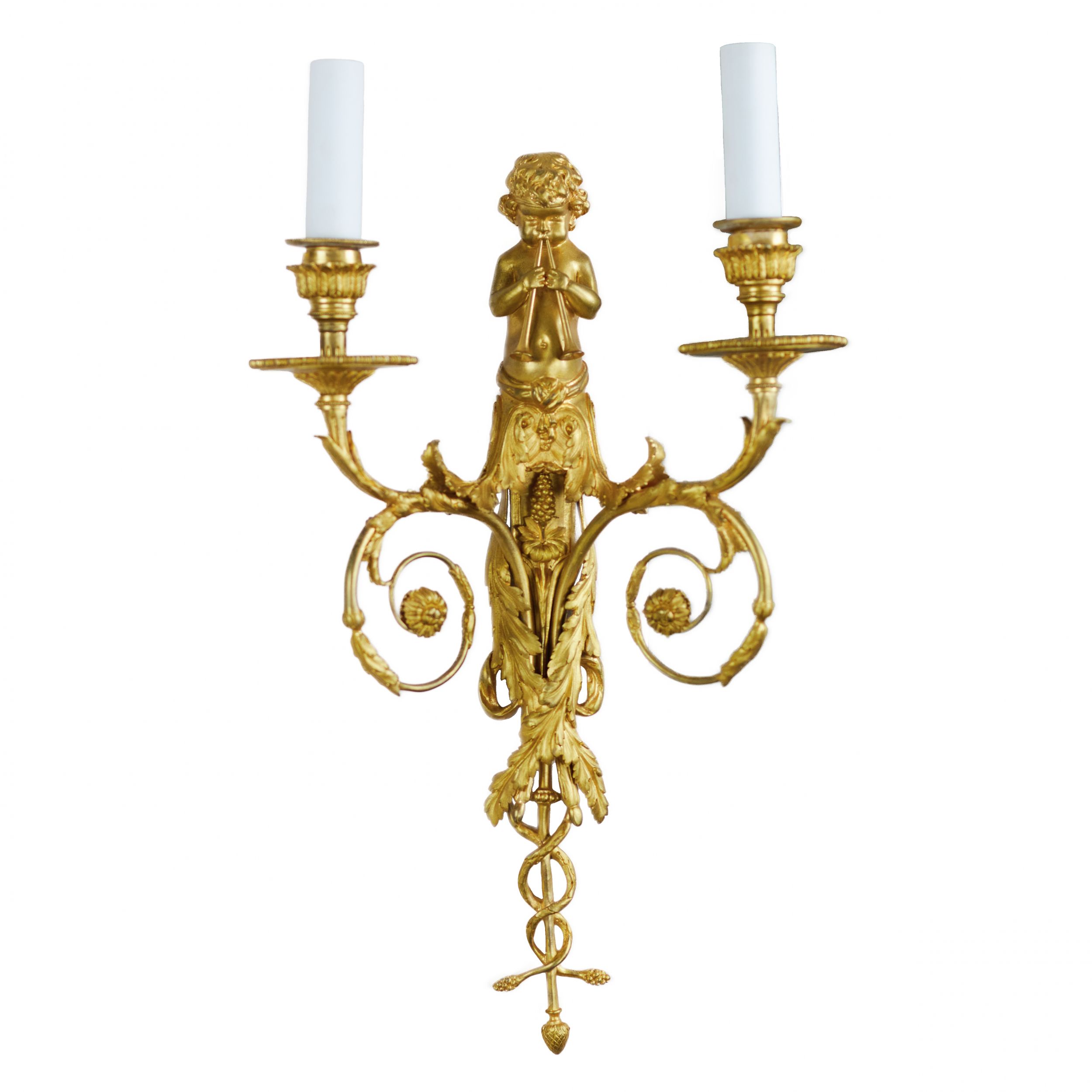 Pair of French gilt bronze sconces, Louis XVI style, 19th century. - Image 2 of 6