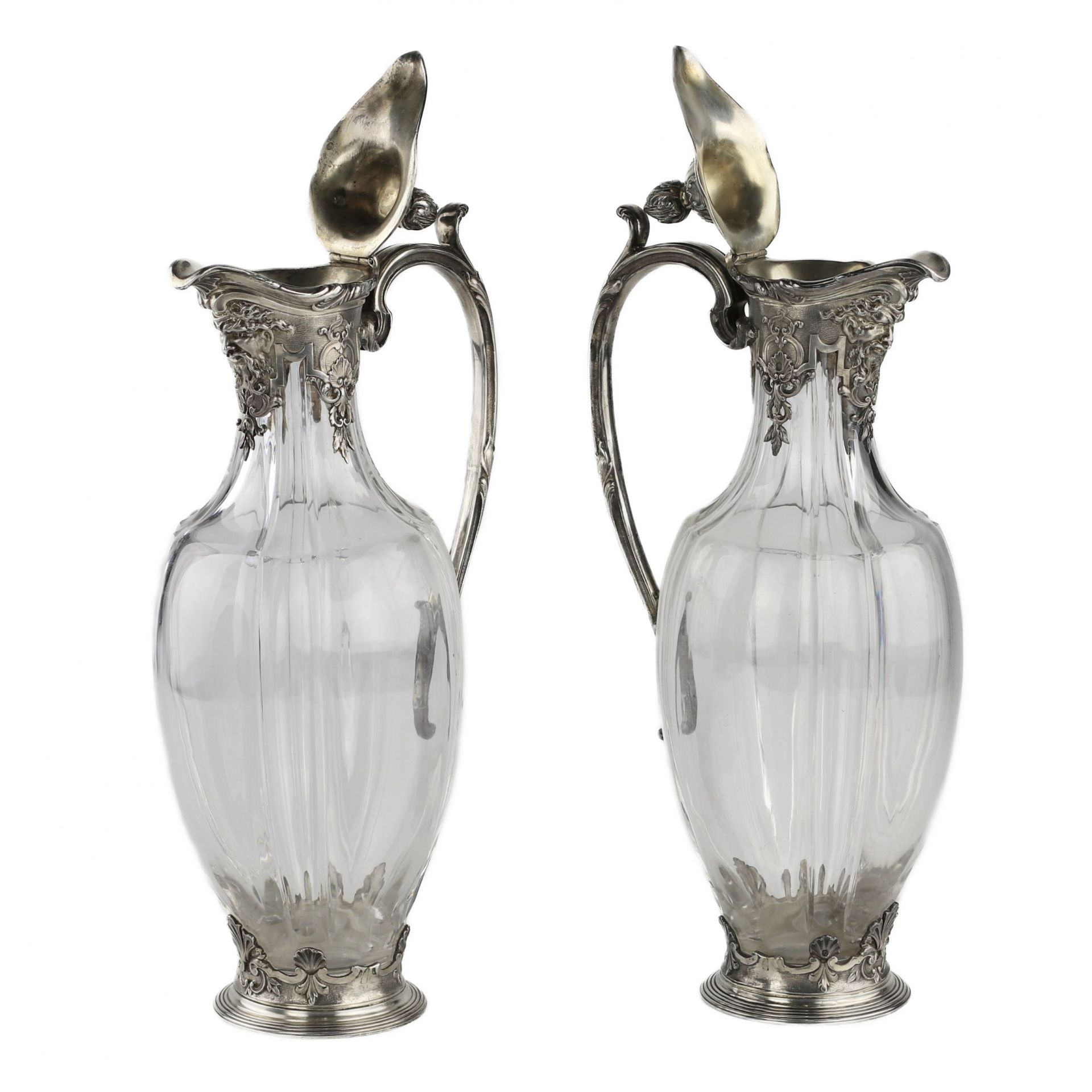 A pair of glass Regency style jugs in silver from CHRISTOFLE. - Bild 3 aus 9