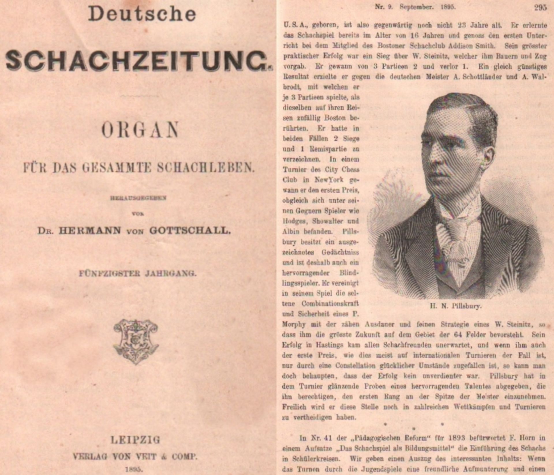 Deutsche Schachzeitung. Organ für das gesammte Schachleben. Hrsg. von H. v. Gottschall. 50. Jahrgang