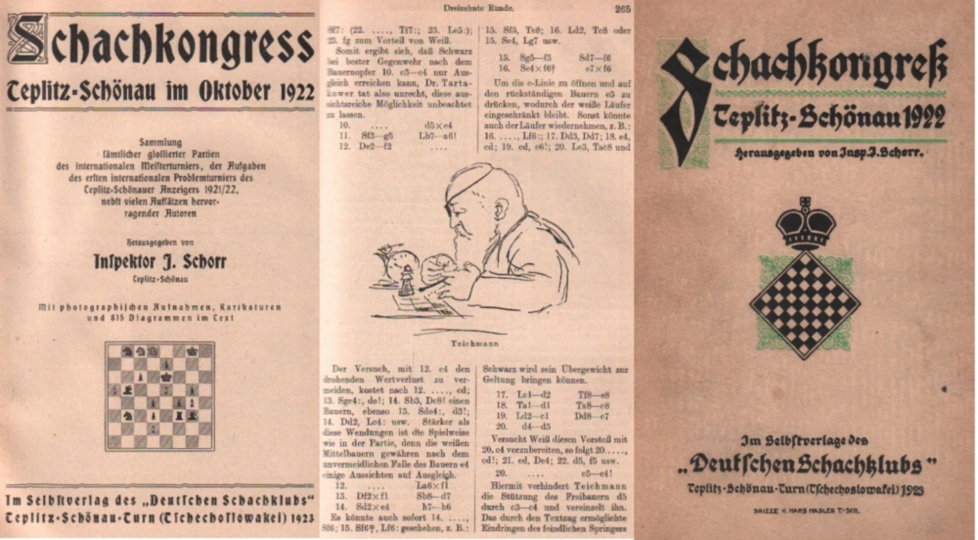 Teplitz - Schönau 1922. Schorr, J. (Hrsg.) Schachkongress Teplitz - Schönau im Oktober 1922.