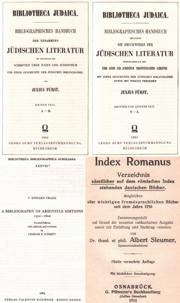 Bibliographie. Varia. Konvolut von 15 Nachdrucken und Büchern, meist mit Bibliographien und