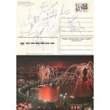 Baku 1980. Farbige, postalisch nicht gelaufene Postkarte mit 15 eigenhändigen Unterschriften der