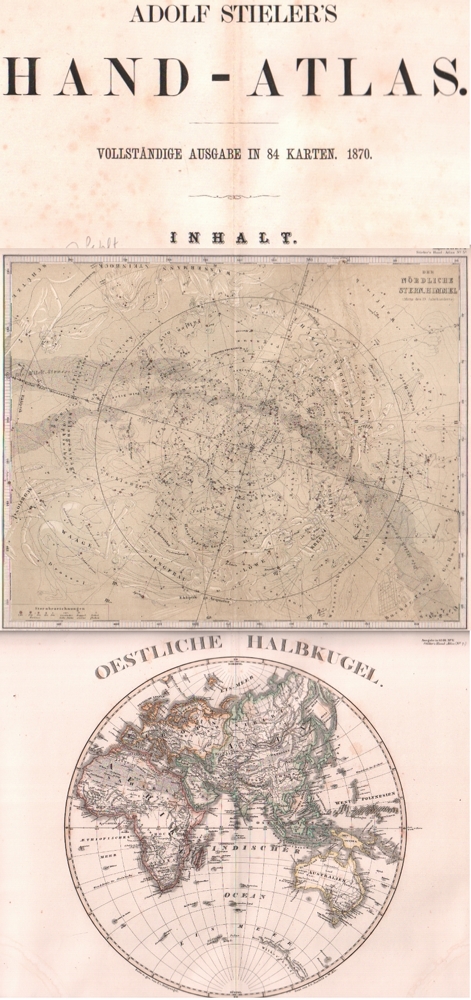 Reisen. Atlas. Adolf Stieler’s Hand – Atlas. Vollständige Ausgabe in 83 (statt 84) Karten. Gotha,