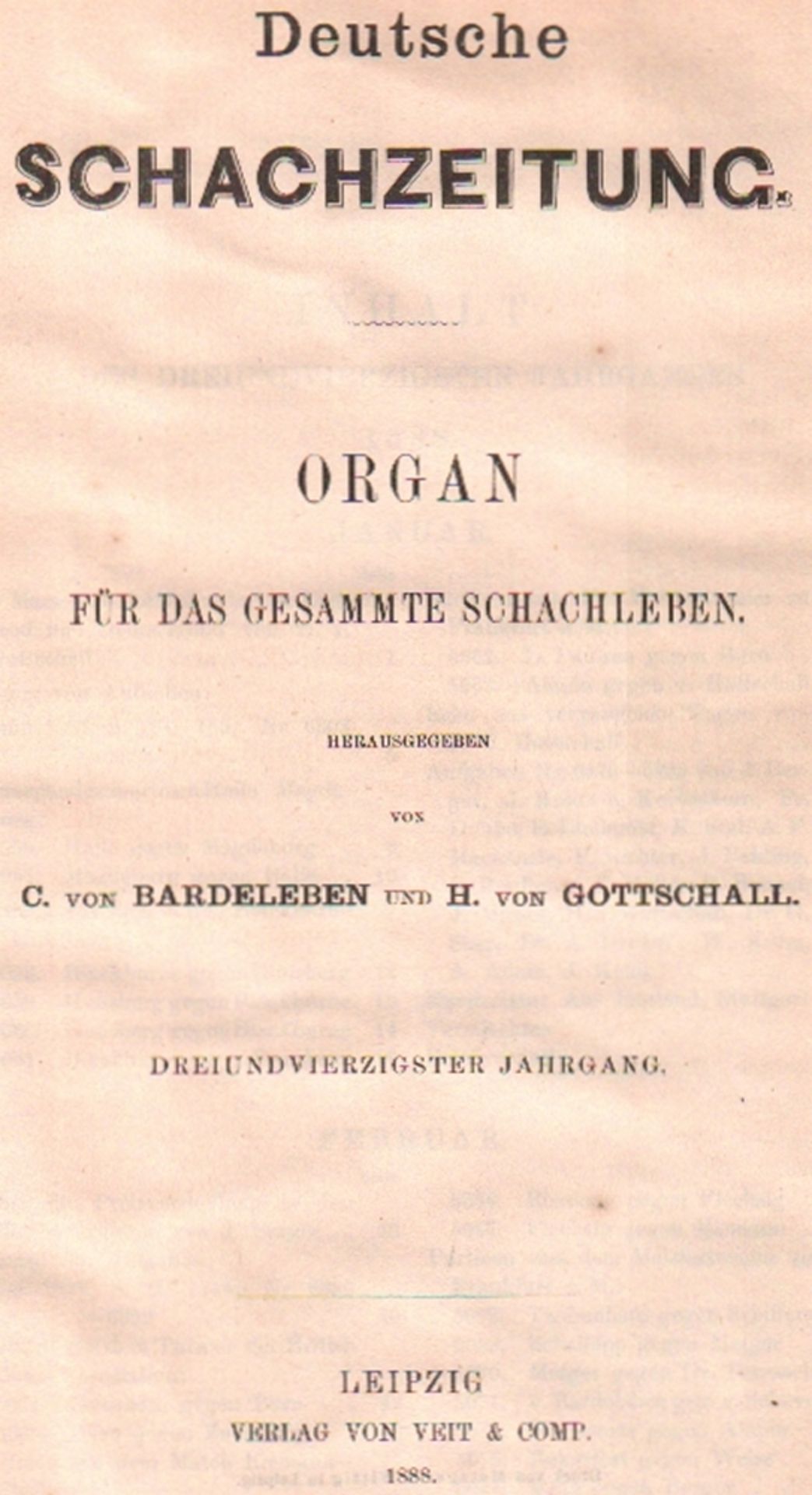 Deutsche Schachzeitung. Organ für das gesammte Schachleben. Hrsg. von C. von Bardeleben und H. von