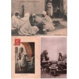 Postkarte. Brettspielszenen mit Araber und Beduinen. 3, teils farbige und meist postalisch nicht