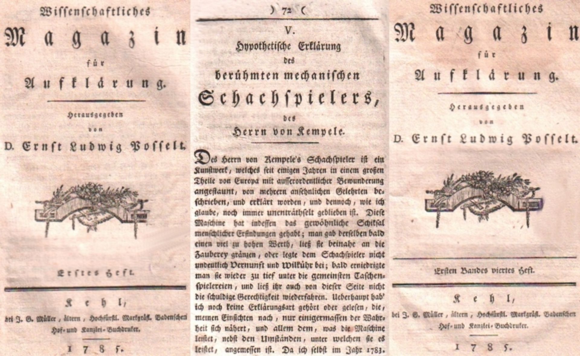 Kempelen. Böckmann, Johann Lorenz. Hypothetische Erklärung des berühmten mechanischen
