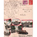 Tartakower, Savielly G. Farbige und postalisch gelaufene Postkarte mit eigenhändig geschriebenem