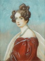 Porträt. Sophie Erzherzogin von Österreich (1805 -1872). Miniaturmalerei / Hinterglasmalerei (?),