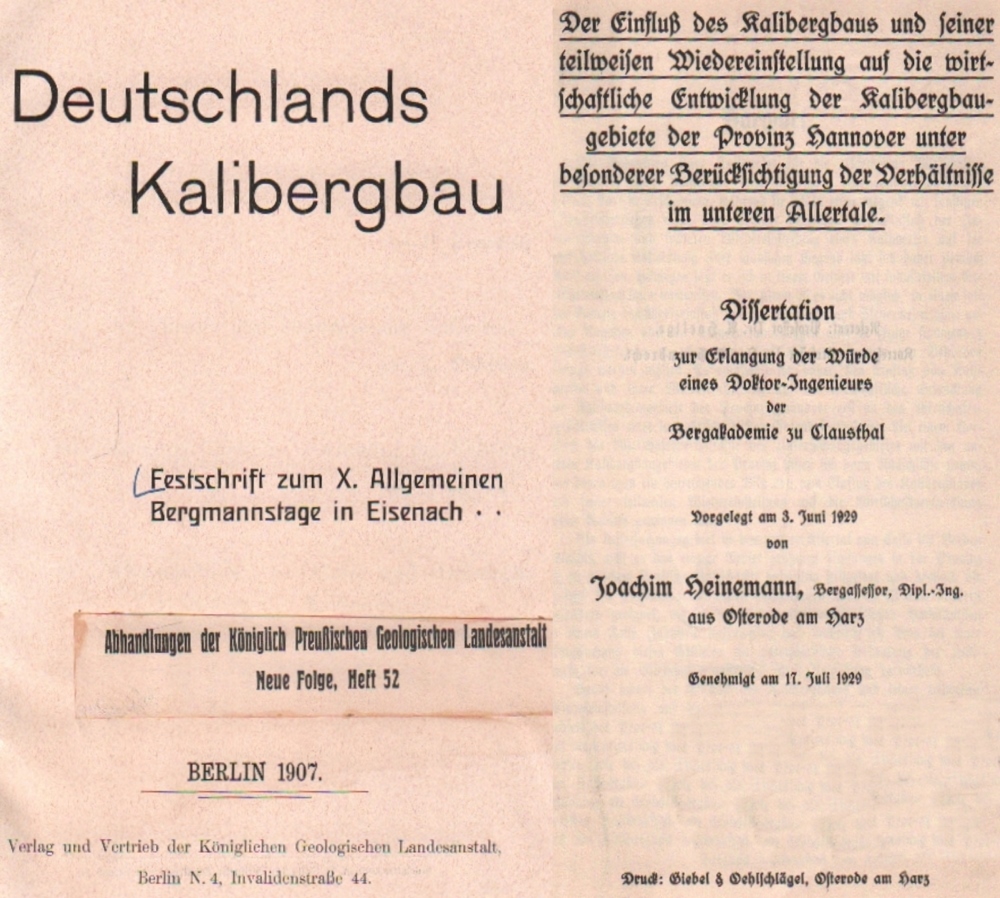 Bergbau. Kalibergbau Deutschlands. Festschrift zum X. Allgemeinen Deutschen Bergmanntage in