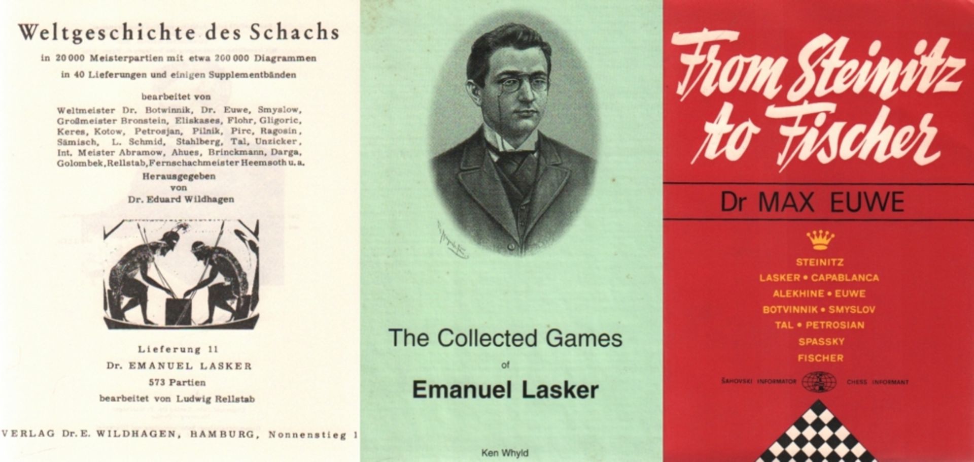 Lasker, Em. 573 Partien. Bearbeitet von L. Rellstab. Hamburg, Wildhagen, ca. 1958. 8°. Mit 1 Porträt