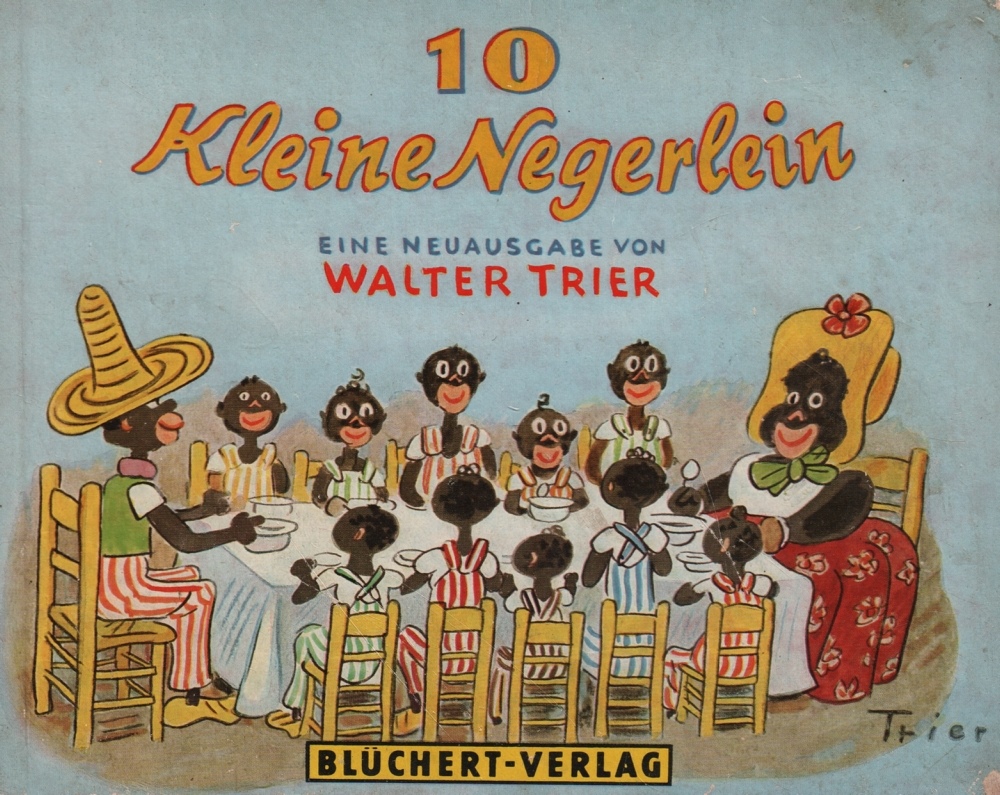 Kinderbuch. Trier, Walter. 10 kleine Negerlein. Stuttgart, Blüchert, 1954. Quer 8°. Mit