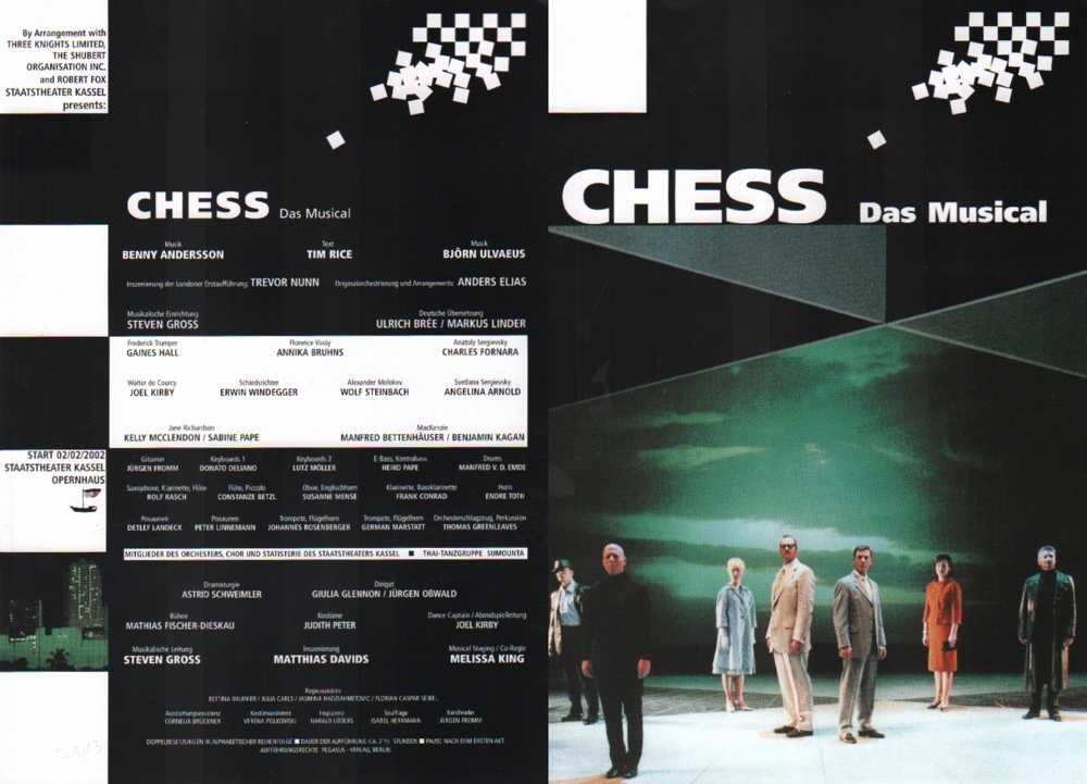 Chess. Das Musical. Musik: B. Andersson und B. Olvaeus. Text: T. Rice. 2 Programmhefte der