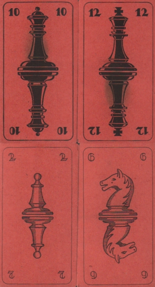 Deutschland. Schach - Kartenspiel. 32 braune Spielkarten, (1 gefalteter Zettel mit der