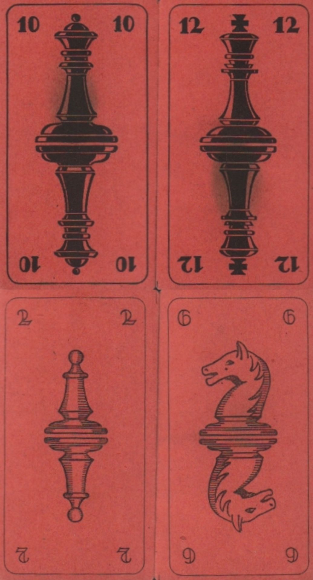 Deutschland. Schach - Kartenspiel. 32 braune Spielkarten, (1 gefalteter Zettel mit der