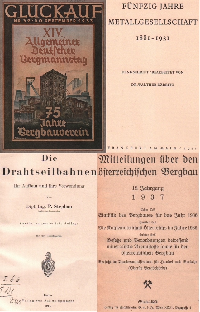 Bergbau. Festschriften, Firmengeschichte u. a. Konvolut mit 15 verschiedenen Veröffentlichungen