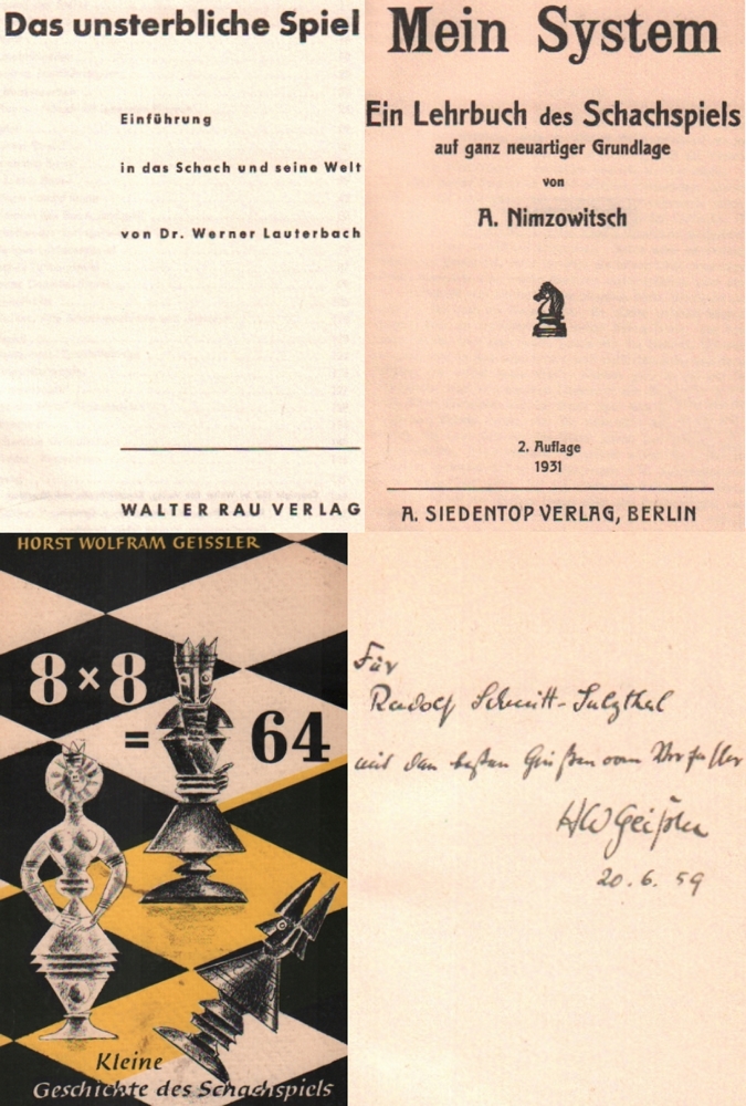 Geissler, H. W. 8 x 8 = 64. Kleine Geschichte des Schachspiels ... München, Ehrenwirth, ca. 1959.