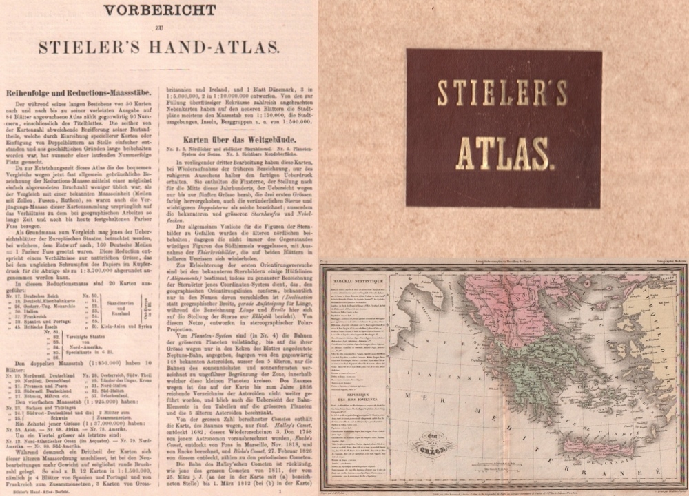 Reisen. Atlas. (Stieler’s Hand – Atlas). ... Ausgabe mit 67 (statt 90) Karten. Gotha, Perthes,