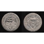 Deutsches Reich. Silbermünze. 5 Reichsmark. Hundert Jahre Bremerhaven. A 1927. Vorderseite: Dreimast