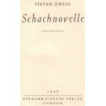 Zweig, Stefan. Schachnovelle. Stockholm, Bermann - Fischer, 1943. 8°. 116 Seiten, 1 Bl. Originaler