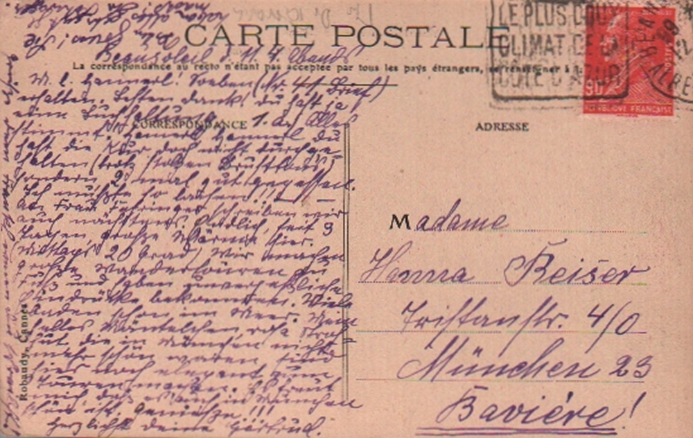 Tarrasch, Siegbert und Gertrud Tarrasch. Farbige und postalisch gelaufene Postkarte mit