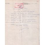 Euwe, Max. Eigenhändig geschriebener Brief von Max Euwe, signiert und datiert "13.3. 1965".