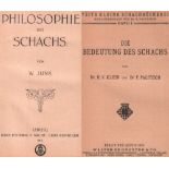 Junk, W(ilhelm). Philosophie des Schachs. Leipzig, Ronniger, 1918. 8°. VII, 165 Seiten, 1 Bl.