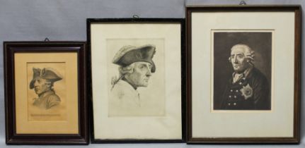 Friedrich der Große. Konvolut mit fünf verschiedenen Porträtdarstellungen. Drucke und Reproduktionen